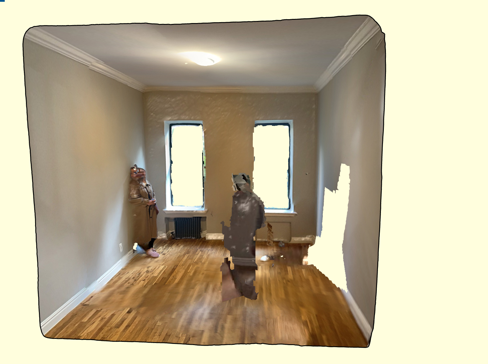 Fragmented room reconstructed from a 3D scan